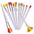 PRO 10pcs Unicorn Spiral Handle Makeup Brushes Set Blusher Powder Eyes Face Cosmetic Brush Make Up
