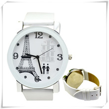 Newly Design Men And Women Of Simple And Elegant Paris Tower Leisure Belt Quartz Watch White May27