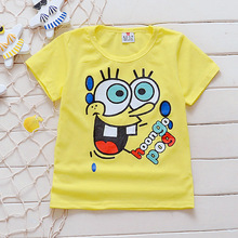 2016 new cartoon baby boys t shirts SpongeBob/Simpsons/Spider-Man/BATMAN kids summer tops for cotton children clothes girls tees