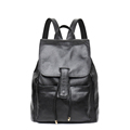 Women Solid Color Casual Backpack 2016 Trendy Fashion Genuine Leather All match Soft Bag Top Layer