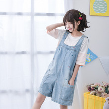 Mori Girl 2016 Summer New Women Denim Jumpsuit Loose Plus Size Girl Vintage Sleeveless Jeans Jumpsuit Hipster Embroidery Lolita