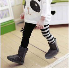 Free Shipping New Kids Clothes Sweet Girls Classical Black And White Design Leggings Ages3 8Y