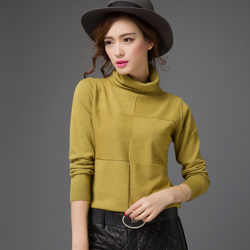 Turtleneck sweater basic shirt female long-sleeve pullover thickening heap turtleneck loose plus size sweater