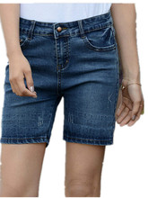 Free Shipping 2015 spring and summer Women Plus Size Denim Shorts,female jeans roll-up hem pants 26-40