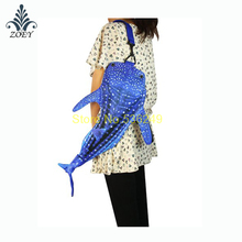 Blue Whale Shark Bag Colorful Ocean Fish Messenger Bag Creative 3D Fish Sling Bag