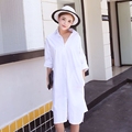 Women Shirts Loose 280 New Arrivals From Bf Wind Pocket Super Long Without A Shawl Blouse Shirt White 1165