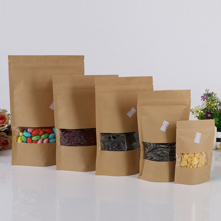 kraft zip with paper candy bags gifts sweets.jpg paper self lock kraft brown  window for bags