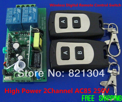 Power AC110V 220V 10A 2Channel AC85 250V RF Wireless Digital Remote Control Switch System 1 Receiver