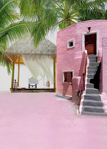 Фотография 600CM*300CM(20ft*10ft)  Fundo Pink House Staircase palm tree photography background vinyl backdrop photography AY 3069