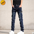 Wholesale Teenagers Jeans Skinny Embroidered patch Hole Ripped Pencil Pants Distressed Boys Stretch Hip Hop Bottoms