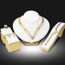Accessories Wedding African Beads Jewelry Set 18K Gold Plated Crystal Vintage Earring Bracelet Necklace Ring Fashion Jewellery