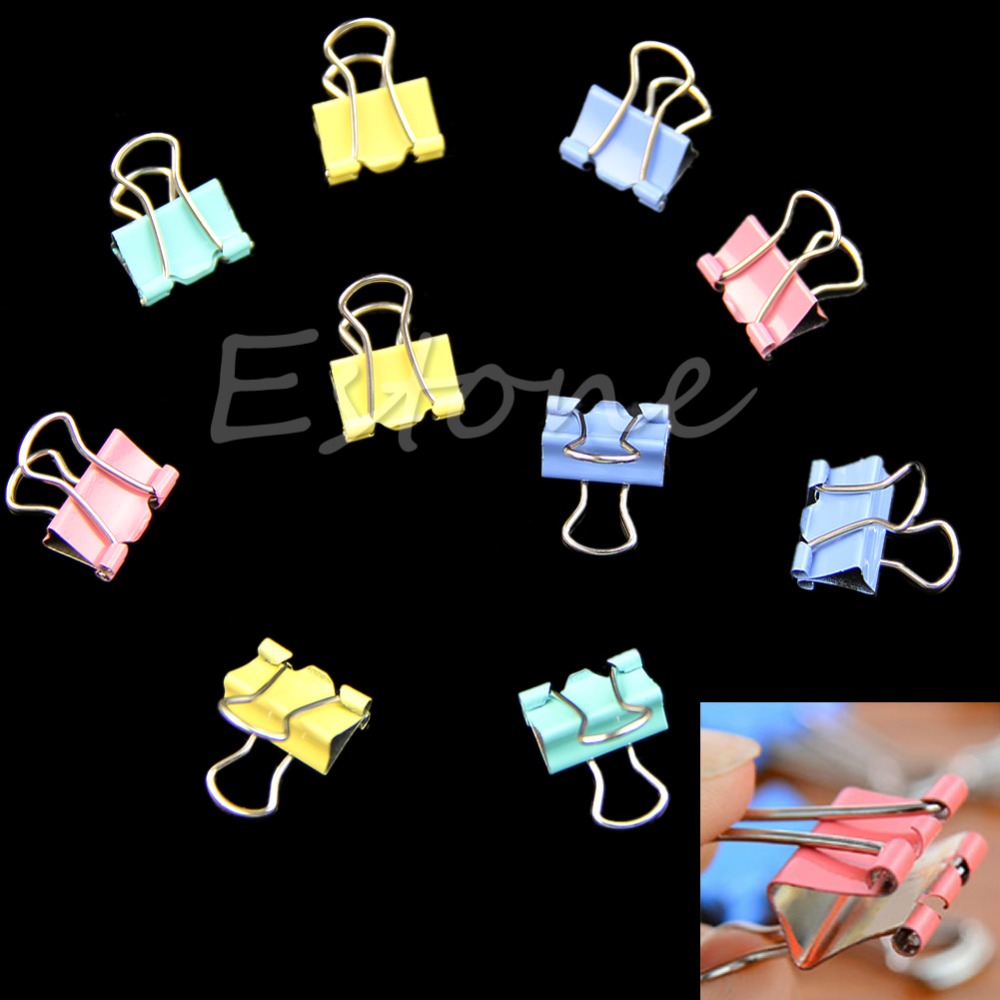 J34 100 Assorted Office Organize Small Mini Metal Binder Grip Clips 15mm Notes Letter