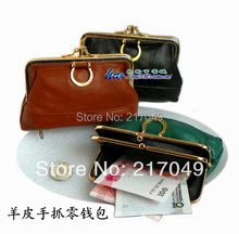 Sheepskin clutch bag wallet double layer hasp coin case coin purse women’s handbag unionpay card holder genuine leather small