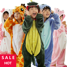 Autumn Winter Flannel Pajama Suit For Children Boys Girls Animal Onesie Stitch Sleepwear Panda Unicorn Pajamas One Piece Pajamas