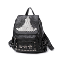 Edgy Washable Leather Backpack Women Fashion Casual Rivet Bag 2016 New Korean Style Designer Drawstring Black