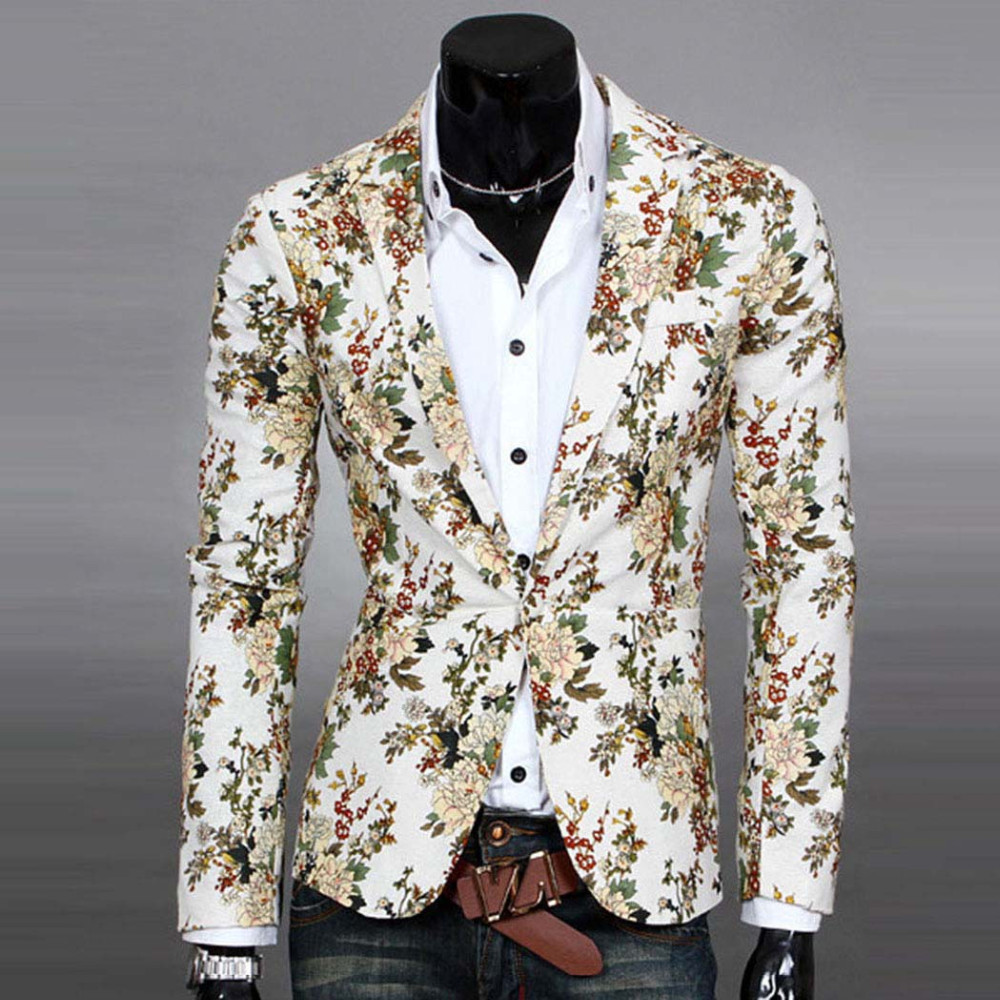 2019 Wholesale New Arrival Mens One Button Floral Pringting Slim Fit Blazer Candy Color Suit ...