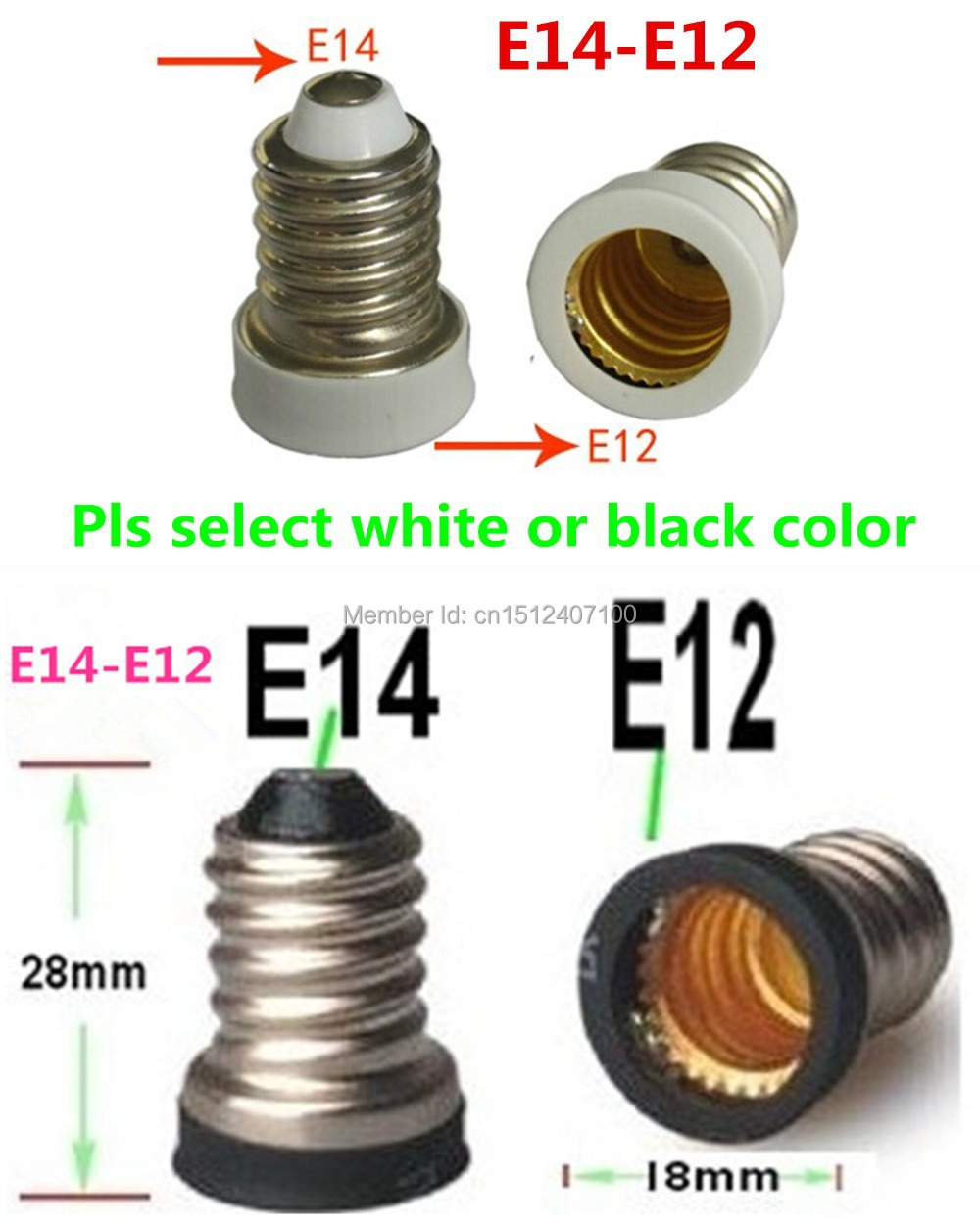 10pcs E14 To E12 Base Adapter Converter Lamp Holder E14 E12 LED Light 