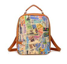 Women Messenger Bags 2015 New Fashion Korea Mochila Printing Stereotypes Painted Shoulders Backbag PU Cute Cartoon