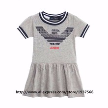 1-5y New 2016 Summer Girl Dress France Brand Dress For Girls Printed Party Dress For Children Kids Baby Girl Clothes