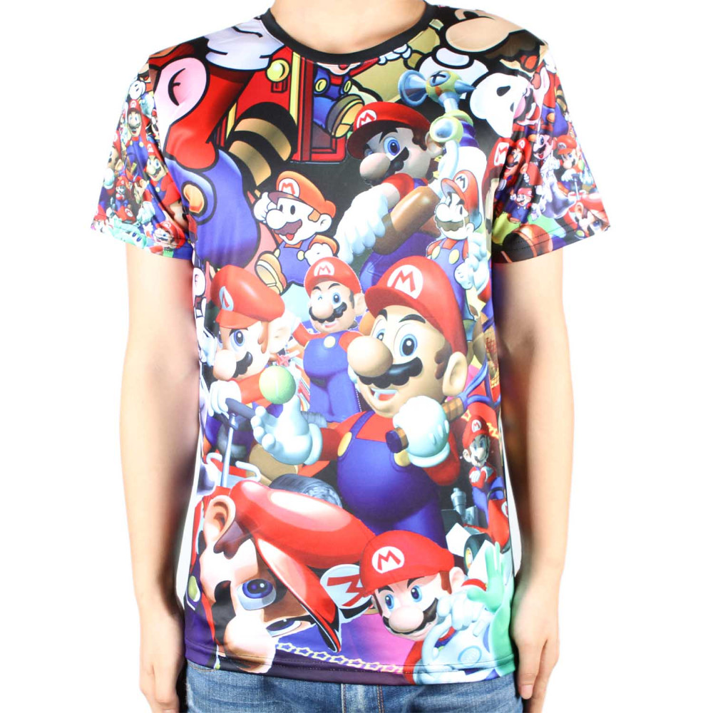 Cheap mens game tshirts with fashion designs short sleeve interesting cartoon super mario t-shirt 