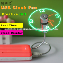Ruishengda эксклюзивный патент USB из светодиодов часы вентилятор с отображение в реальном времени функция