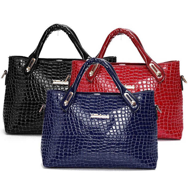 New Arrival Women Crocodile Shoulder Bag PU Leather Solid Soft Handbags Large Capacity Embossed Pattern Crossbody Bag Lady Bolsa