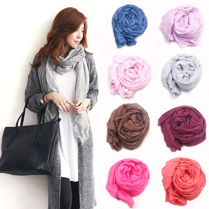 2015 Brand Silk Scarves Solid Candy Color Elegant Women Soft Wrap Shawl Long Stole Spring Winter