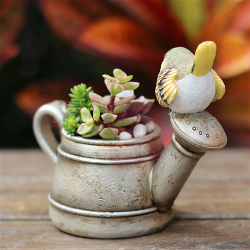 Color: Rust Lovely Resin Planter Flowerpot Pastoral Bird Shower Kawaii Zakka Succulents Flower Pot Mini Landscape Garden Home Office Decor Color: Rust Lovely Resin Planter Flowerpot Pastoral Bird Shower Kawaii Zakka Succulents Flower Pot Mini Landscape Garden Home Office Decor