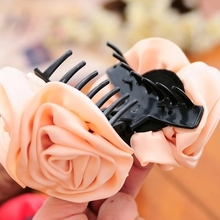 Korean Beauty Ribbon Rose Flower Bow Jaw Clip Barrette Hair Claws for Women Headwear Hair Accessories