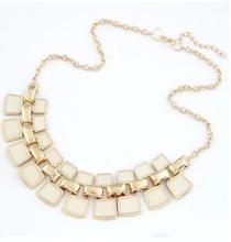 2015 New Arrival Fashion Jewelry Trendy Women Necklaces Pendants Link Chain Statement Necklace Alloy Enamel Square