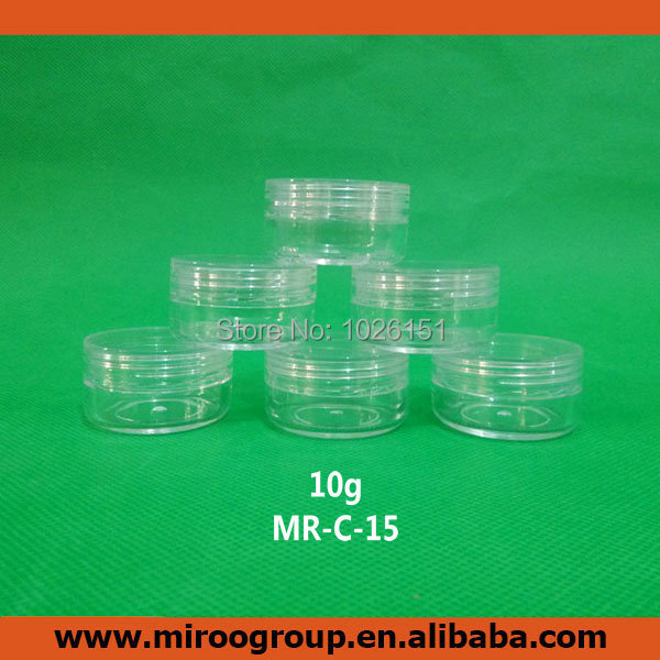 FreeShipping 100 Sets 10ml 10g Mini Sample Cream jar Empty Clear Cosmetic Jar with clear lids