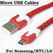 100pcs Braided Fabric 2M Micro USB Charger Cord Sync Date Cables Adapter For Samsung Galaxy S3/s4/Note 2 3 Google Nexus S HTC LG
