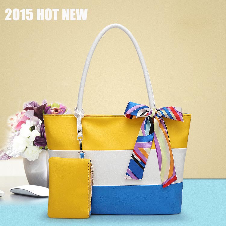 2015 New Women Handbag Brands Casual Shoulder Beach Bag Ladies VS Colorful Woman Tote Shopper ...