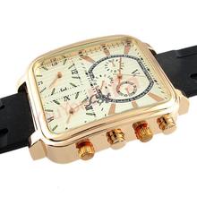 Wholesale Fashion V6 Oversized Square 3 time Dials Gold Case Black Rubber Sports Men s Quartz