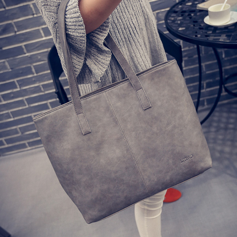 women bag 2016 fashion women leather handbag brief shoulder bags gray black large capacity luxury handbags
