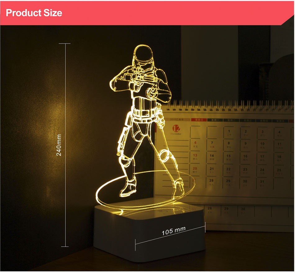  Luz de Noche Led for Star War Fans Imperial Stormtrooper 3D Lamp as Home Decor Bedroom USB Nightlight  (5)