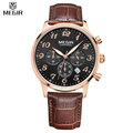 MEGIR Men Chronograph Waterproof Quartz Military Genuine Leather Casual Watches Multifunction Digital Watches Relogio Masculino