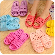 A Pair PVC Non-slip Bathroom Women Slippers Cut-outs Candy Color Ladies Home Slippers House Indoor Slippers Free Shipping516