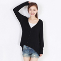 9 Color Fashion Women Summer Tops Knitted Cardigan Irregular Loose Long Sleeve Top Femme 2016 V