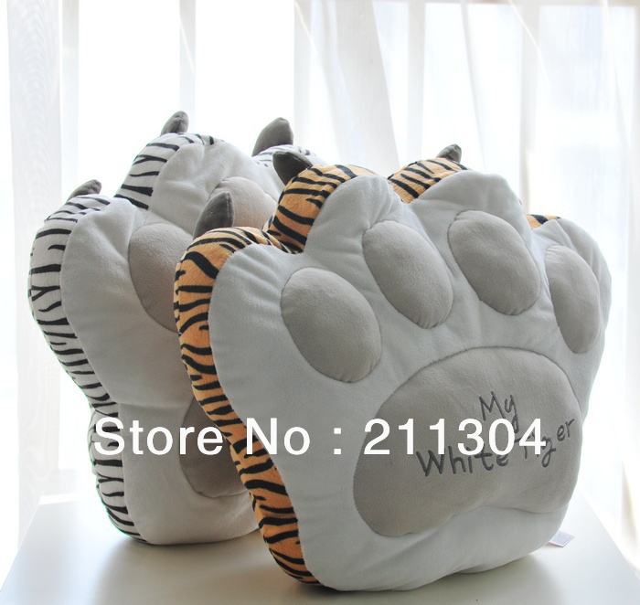 Free shipping 1 pec, tiger paw cushion, animal pillow, Stuffed Back Cushion Seat Cushion Plush Toy Retail best gift high quality