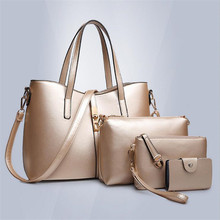 New Arrival Women Lash Bag 4 Sets Pure Color Female Handbag Famous Brand Portable Composite Bag