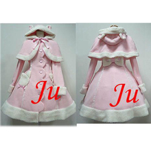 Free Shipping Gothic Lolita Punk Wool Coat With Cape Dress Cosplay Costume Tailor-made