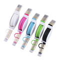 Retractable 2 in 1 8 Pin USB Charging Cable for Iphone 5s Sync Data Cord for