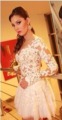 Long Sleeve Cocktail Dresses Illusion Neck Sheer Back Little White Dress Lace Party Dress A Line