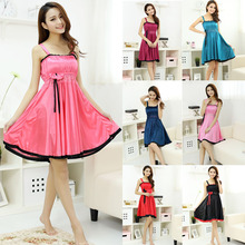 Summer Ice Silk Nightgown Female Temptation Sexy Spaghetti Strap Sleepshirt Lounge Homewear Leisure Wear