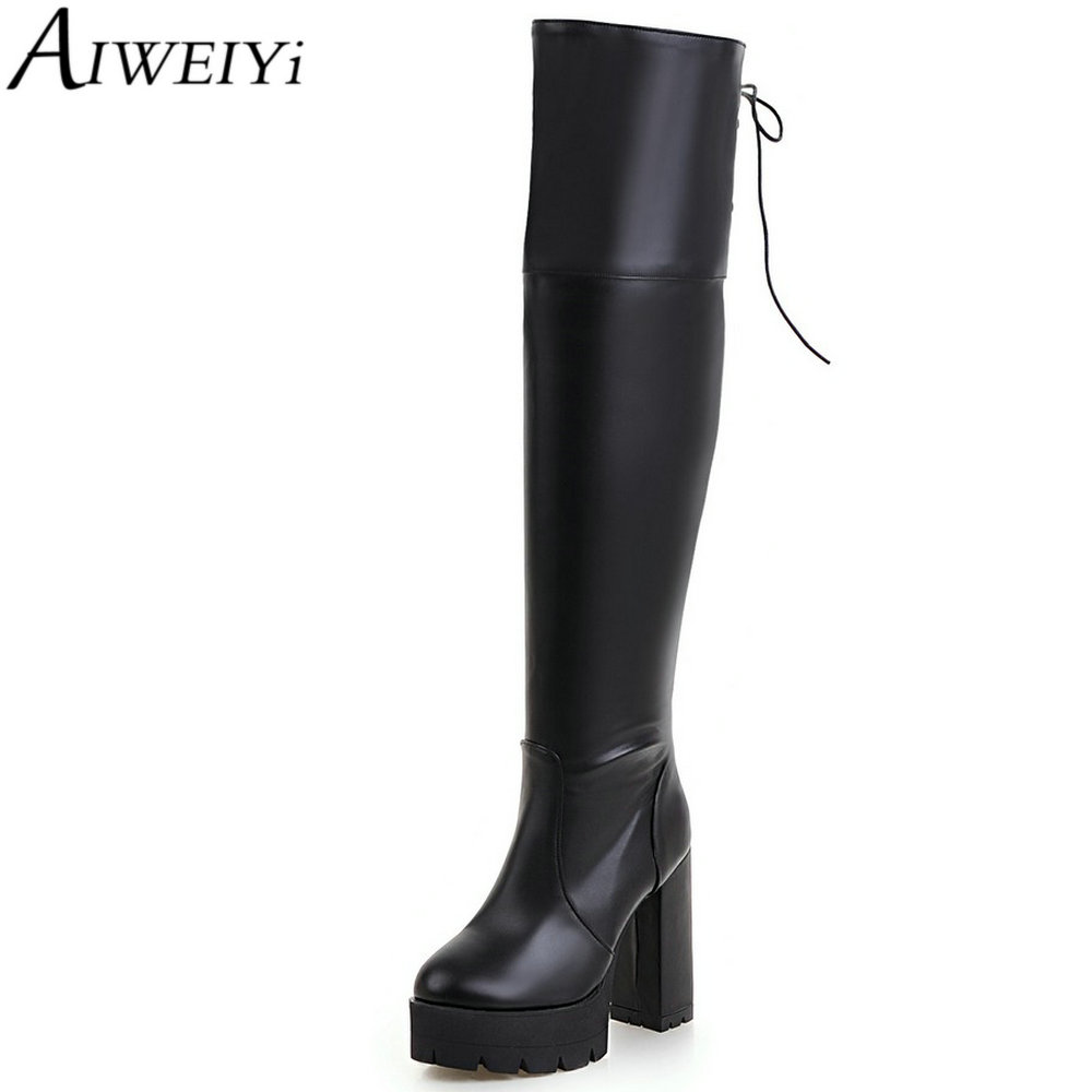 Lace up Knee High Combat Boots for Promotional Lace up