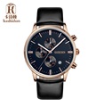 HOT SALLING men s quartz watch Waterproof leather strap three small dial multi function men business