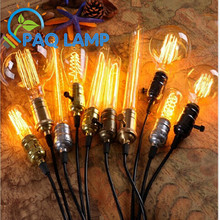 E27/E26 Aluminum shell lamp holder Vintage 1 meter black wire pendant lamps hanging line for club coffe bars
