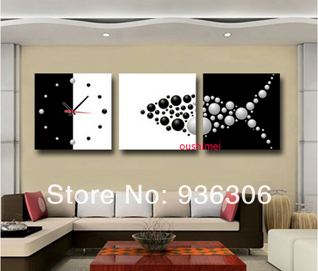 Hand Painted Paintings Abstract Clock Pictures On Canvas Painting For Living Room Decor Wall Fish Oil Paintings Hang Pictures