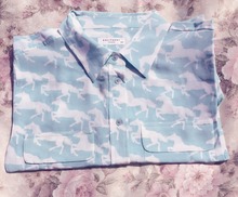EQ 100% real silk steed horse print women long sleeve shirts Equipment ladies silk two pockets blouses spring summer